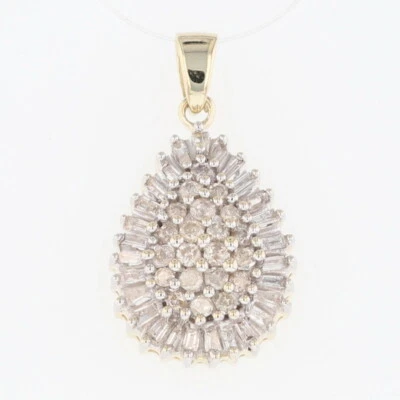 1.17ctw Diamond Pear-Shaped Cluster Statement Pendant No Chain 10k Yellow Gold - Image 1 of 4