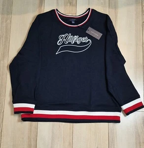 Tommy Hilfiger Navy Crewneck Relaxed Fit Sweatshirt Damen Gr. L Neu mit Etikett  - Bild 1 von 11