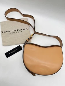 Donna Karan NY Valley Stream buckle smooth leather crossbody + Dust bag - ALMOND - Picture 1 of 11