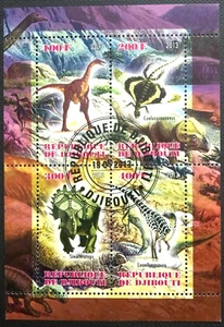 135.DJIBOUTI 2013 USED STAMP M/S PET PREHISTORIC ANIMALS, DINOSAURES - Picture 1 of 1