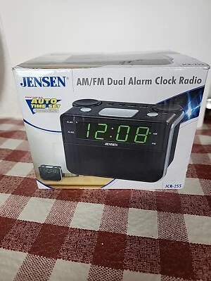 NEW Jensen JCR-255 AM/FM Dual Alarm Auto Time Set Clock Radio Discontinued Model - Image 1 of 4