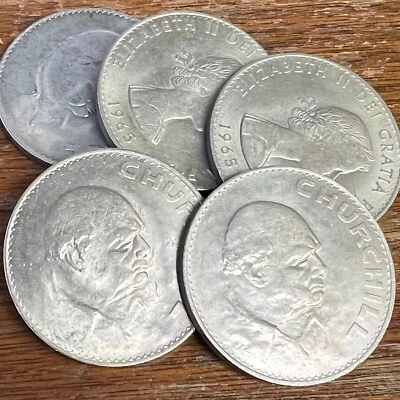 1965 Great Britain Crown - Winston CHURCHILL & Elizabeth II Commemorative KM#910 - Image 1 of 2