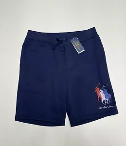 Polo Ralph Lauren pantaloncini da uomo triplo pony cordini in pile blu navy taglia M nuovi con etichette $110 - Foto 1 di 11