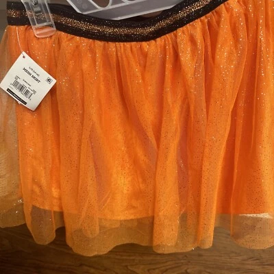 Halloween Girl's Orange Sparkle Mesh Costume Skirt   Size 5T  NWT - Image 1 of 3