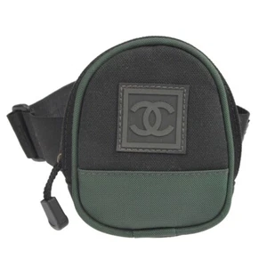 Chanel Black Green Nylon Sports Line Leg Bag Pouch 97793 - Picture 1 of 10
