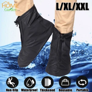 Anti-slip Reusable Rain Shoe Covers Waterproof Zipper Overshoes Boots Protector - Picture 1 of 12