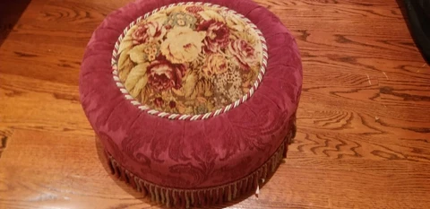 Antique Round Bench Pouf Cover