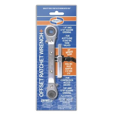 Uniweld 70074 Medium Duty Offset Ratchet Wrench+
