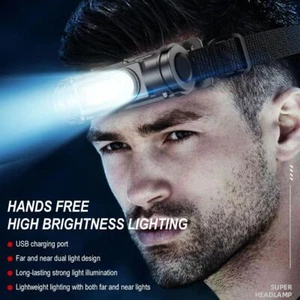 COB LED Headlamp USB Rechargeable Flashlight Mini Headlight Torch head L6B7 - Picture 1 of 8