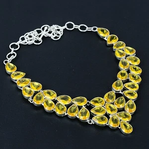 Citrine Faceted Pear Gemstone Handmade 925 Sterling Silver Jewelry Necklace 18" - Picture 1 of 7