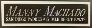 PLACA DE IDENTIFICACIÓN DE LOS PADRES MANNY MACHADO PARA BÉISBOL AUTOGRAFIADA-CAMISETA-BATE-FOTO - Imagen 1 de 5