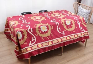 Suzani Uzbek Embroidered Table Cover 7.38' x 10.01' Vintage Fast Shipment 14774 - Picture 1 of 24
