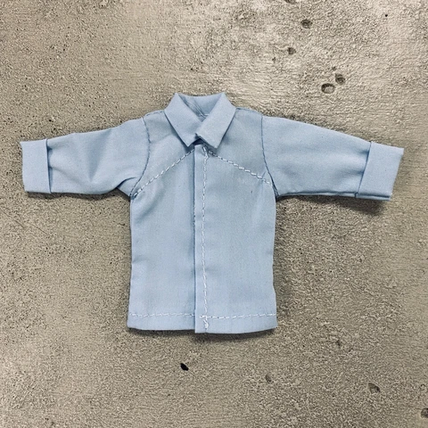 SU-LOKI-SHT: Blue Dress Shirt with roll-up sleeve for 6" Mezco Nota slim body Cover