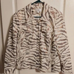 Chaqueta para mujer Erin London L/S botón frontal marfil metálico estampado animal - L - Imagen 1 de 10