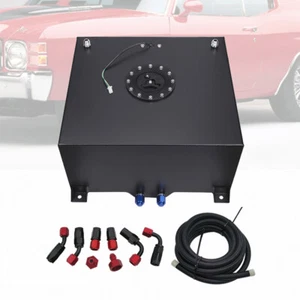Universal Black Aluminum 10 Gallon Fuel Cell Tank w/ Fuel Sender & Fuel Hose Kit - Bild 1 von 5