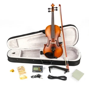 Glarry 4/4 Solid Wood EQ Violin Case Bow Violin String Shoulder Rest TunerMatte - Picture 1 of 18