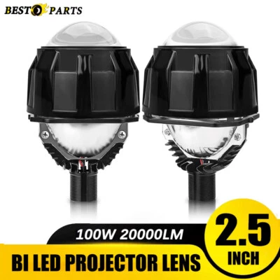 2.5 Inch Bi-LED Projector Lens 20000LM 100W LED H7 H4 9005 9006 Angel Eyes LHD - Image 1 of 4