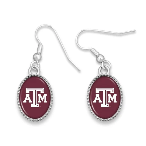 New Texas A&M Aggies Oval Logo Earrings, Fish Hook, Gift for Her Mom Cover