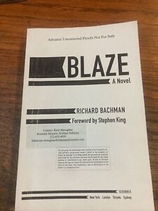 Blaze Richard Bachman Stephen King Advance Uncorrected Proofs￼