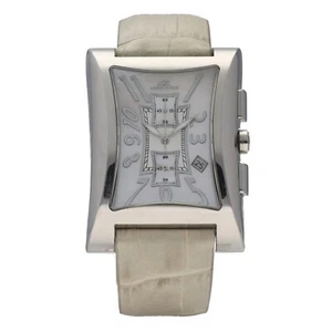 Adee Kaye AK193-M Chronograph MOP Dial Leather Strap Quartz Men's Watch - Picture 1 of 3