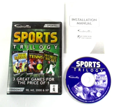 Sports Trilogy PC CDROM Beach Soccer Match Ball Tennis & World Cricket G Windows - Image 1 of 4