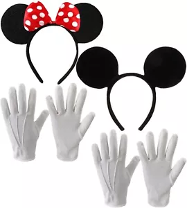 Adult Mickey Minnie Mouse Ears Headband Gloves Fancy Dress Hen/Stag Night Party - Picture 1 of 4