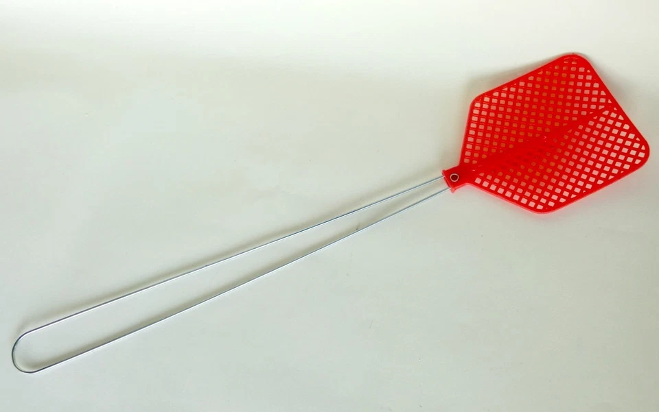 BRIANTINA ABBATTIMOSCHE PALETTA RACCHETTA AMMAZZA ANTI MOSCHE ZANZARE API INSETTI ROSSA