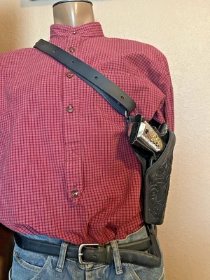 Shoulder Sling Holster w Floral Black Fits Colt  Model 1911 Kimber RIA Ruger + - Image 1 of 4