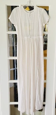 Lauren Conrad Runway Womens Sheer Lace Maxi Robe SZ 8 Bridal Lingerie Duster - Image 1 of 4