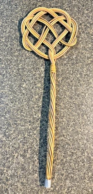 Vtg 29" Rattan Carpet Rug Beater Celtic Knot Braided Wood Wicker Farm House Tool - Image 1 of 4