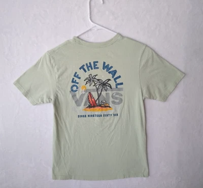 Vans Off The Wall Green T-Shirt Youth Boys M 10-12 Tee Short Sleeves Cotton 1966 - Image 1 of 4