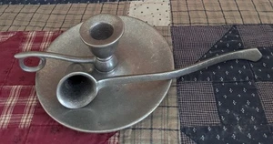 Vintage Carson States Metall Zinn Kammer Kerzenhalter und Schnupftabak gestempelt - Bild 1 von 2