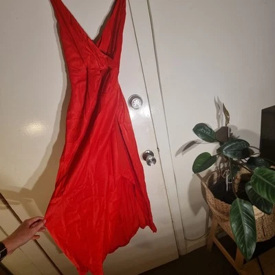 Bardot Red Satin Midi Dress M - image 1 of 4