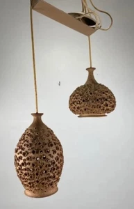 VTG MCM Early John Masson Studio Pottery Reticulated Hanging Lamp LIGHT - Picture 1 of 18