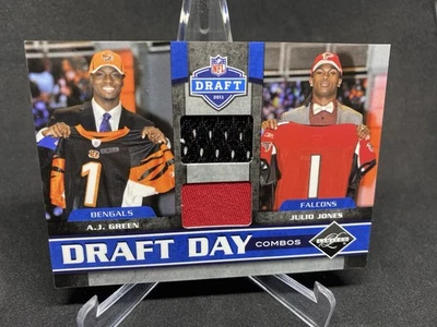 2011 Panini Limited A.J. Green Julio Jones Draft Day Duos RC Jersey # 28 /100 - Image 1 of 4