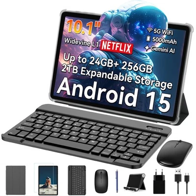 TABWEE T20 Android 15 Tablet 10.1" 24GB+256GB+2TB Octa Core 5G WiFi & Keyboard - Image 1 of 4