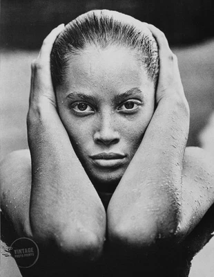 复古 Herb Ritts 印花 Christy Turlington 好莱坞凹版照片 1988 年垫 16x20 — 第 1/2 张图片