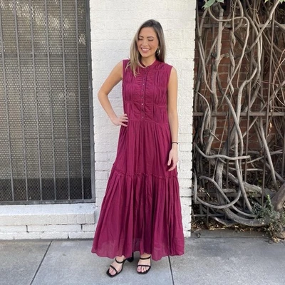 Anthropology Joie Borgoña Ciruela Maxi Vestido Con Botones Delanteros Talla XS Foto 1 de 4