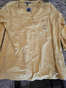 Karen Scott XL Yellow LS 3/4" button up - Picture 1 of 6