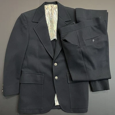 Kingsridge Custom Fabrics Suit Jacket And Pants Blachs Birmingham Blue Black - Image 1 of 4