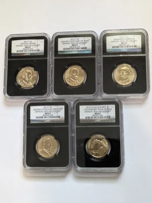 Lote de 5 monedas de dólar anuales 2012-P/D Presidentes/Sacagawea $1 NGC MS67 Foto 1 de 4