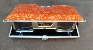 Vintage Unique TASCO Signed Japan Silk Brocade Stainless Opera Glasses - Picture 1 of 8