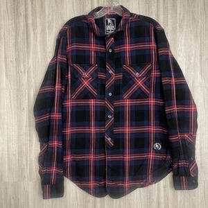 PRPs Flannel Shirt Mens Medium Button Up Flap Pockets Bruised Never Broken Rad - Picture 1 of 14
