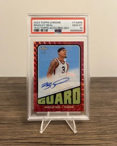 2023-24 Topps Chrome 1972 Auto Bradley Beal Red Geo 3/5 (Jersey) PSA 10 POP 1 - Picture 1 of 1