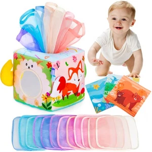 Baby Tissue Box Toy Montessori Toys for Infant 6,9,12,18 Months Sensory Tissu... - Picture 1 of 8