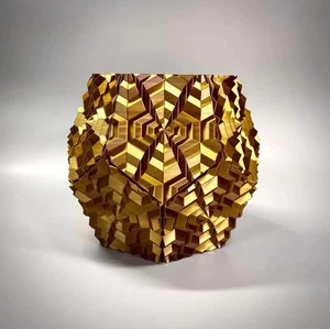 Geometric Ripple Bin (Dodecahex) | 3D Printed Plant Potter, Basket, or Trash C - Picture 1 of 7