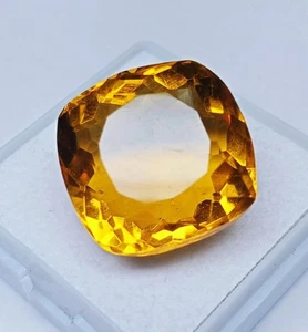 Superb Yellow Topaz Cushion Cut 21+Ct Natural Brazilian Loose Certified Gemstone - Picture 1 of 9