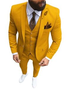 2023 Men's Suit Tuxedos Lapel One Button Groomsmen 3-Piece Set Blazer+Vest+Pants