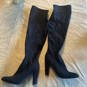 Women's Boots- Unisa Over the Knee Boots Sz 7.5 Black Faux Suede Tall New(other) - Picture 1 of 17