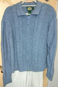Vtg CABELA'S CARDIGAN SWEATER Womens XL Reg Full Zip Cable Knit Heavy Knit EUC - Picture 1 of 4